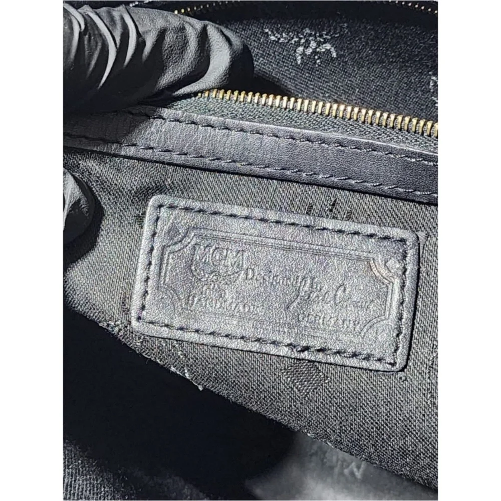 Authentic MCM Visestos Nylon Dome Satchel Bag Black